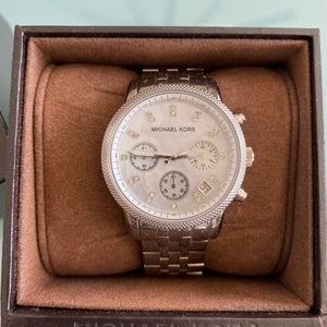 Michael Kors women watch, silver and mother of pearl dial